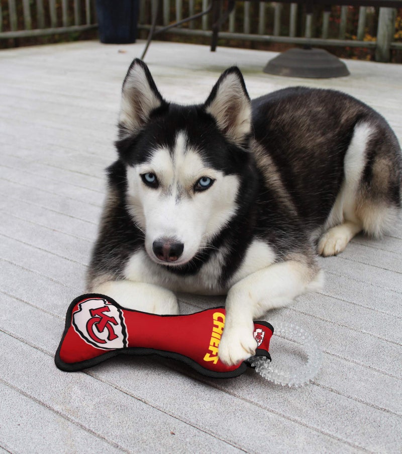 Pets First NFL Kansas City Chiefs Dental Dog TUG Toy with Squeaker. Tough PET Toy for Healthy Fun, Teething & Cleaning Pet's Teeth & Gum., Team Color, one Size (KCC-3310) - Image 2